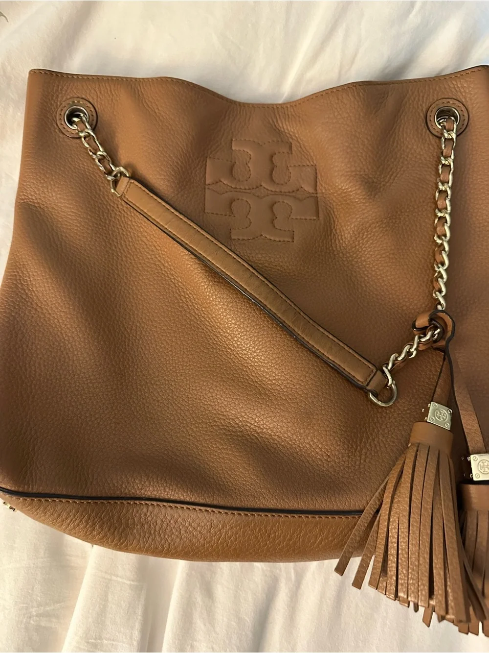 Tory Burch Thea Chain Slouchy Tote with Tassels